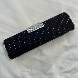 Black Evening Clutch with Rhinestone detail and chain strap